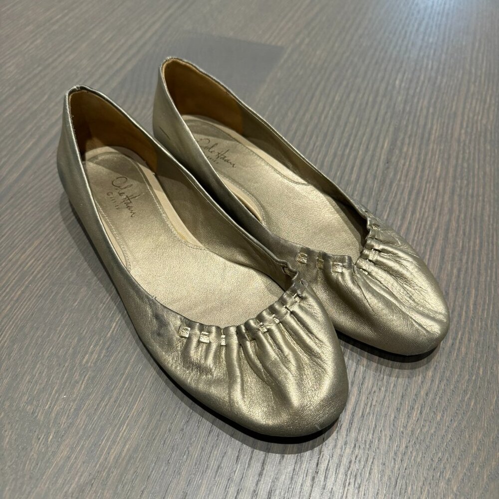 COLE HAAN Gold Leather Ballet Flats - Size 7